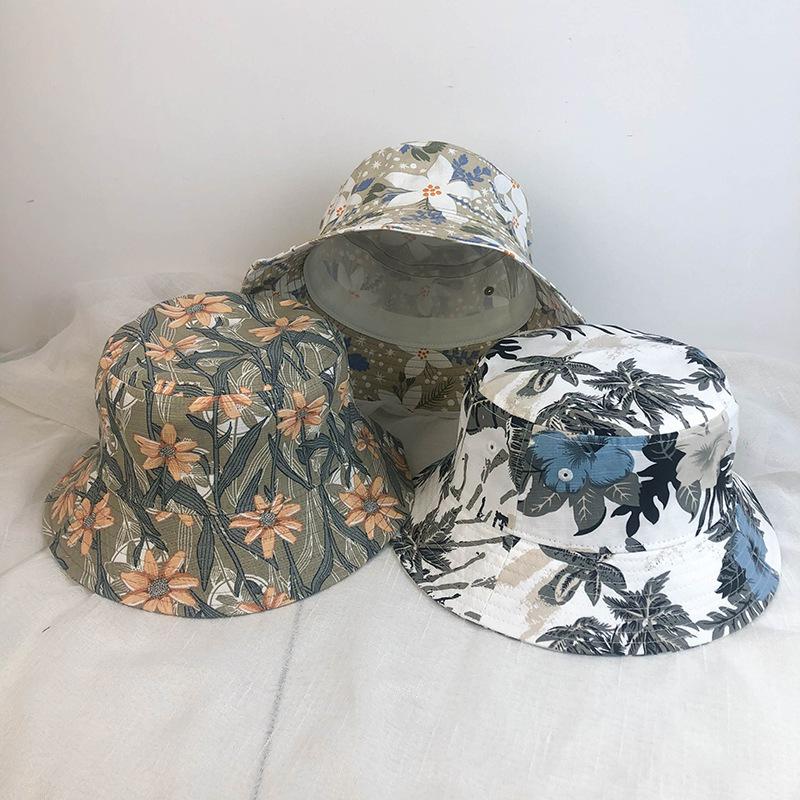 Cotton and Linen Printed Chinese Style Canvas Bucket Hat Men's and Women's Trendy Brand Sunshade Sunscreen Basin Hat