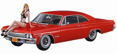 Hasegawa Scale 1966 American Coupe Type I with Blonde Girls Figure Plastic Model SP402 1/24