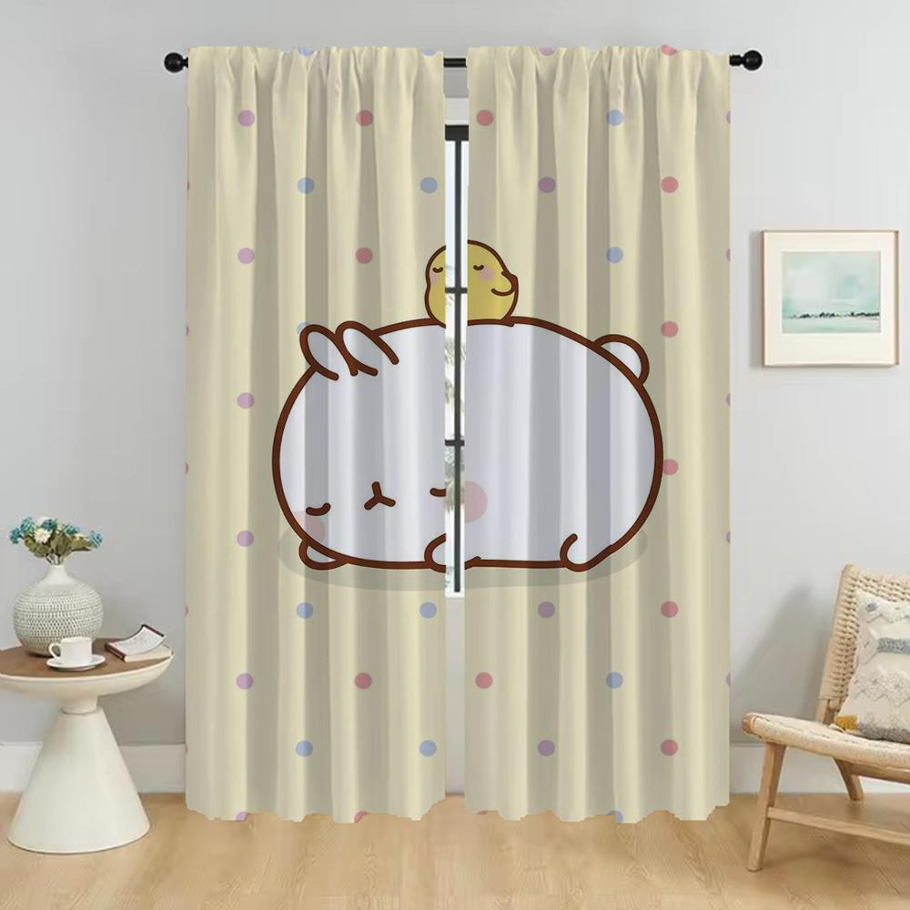 Molang Gardiner Barnerom Mørkleggingsgardiner for Kameraskillevegg Vindusgardin for Rom 2 Paneler Persienner Halloween-dekorasjon