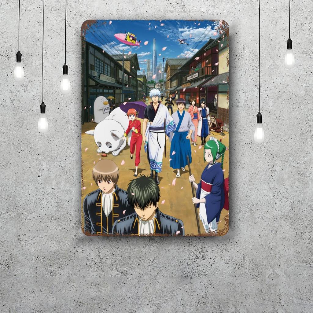 Classic Japanese Anime Art Gintama Funny Bar Metal Sign Retro Plaque Vintage Sign Alcohol Drinker Pub Club Kitchen