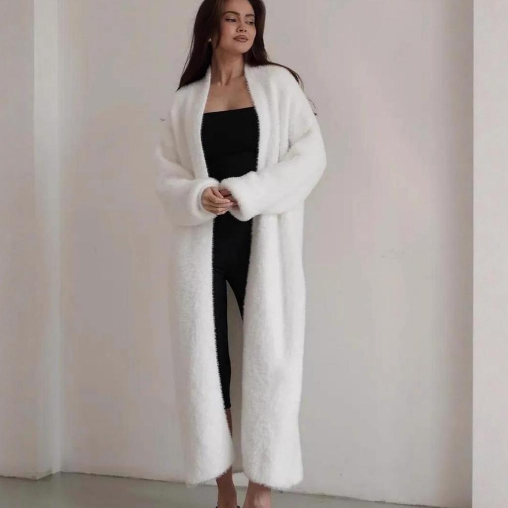 Women's Autumn/Winter Long Fluffy Cardigan - Soft Knit, Imitation Mink Velvet Sweater Coat, Lazy Style