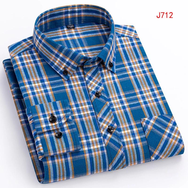 New Autumn Winter Fashion Men Casual Flannel Plaid Long Sleeve Shirts S-8XL Regular Fit Pocket Businessman Dress Shirts Daily