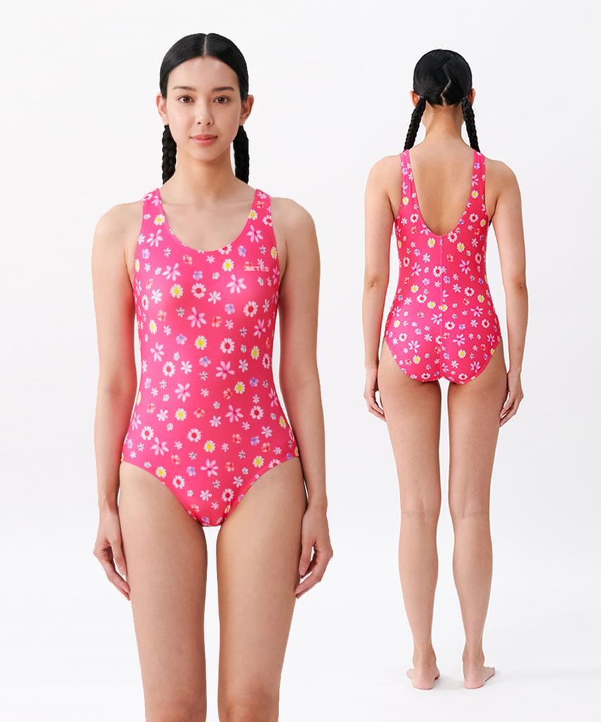 Jeteseu Women'S Splash U-Back Indoor Swimsuit Flower Garden Pk L4A5011