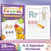 Caderno de Atividades ABC de A a Z com 28 Páginas, Adequado para Pré-escola e Jardim de Infância, Livro de Palavras Mágicas para Aprendizagem Inicial