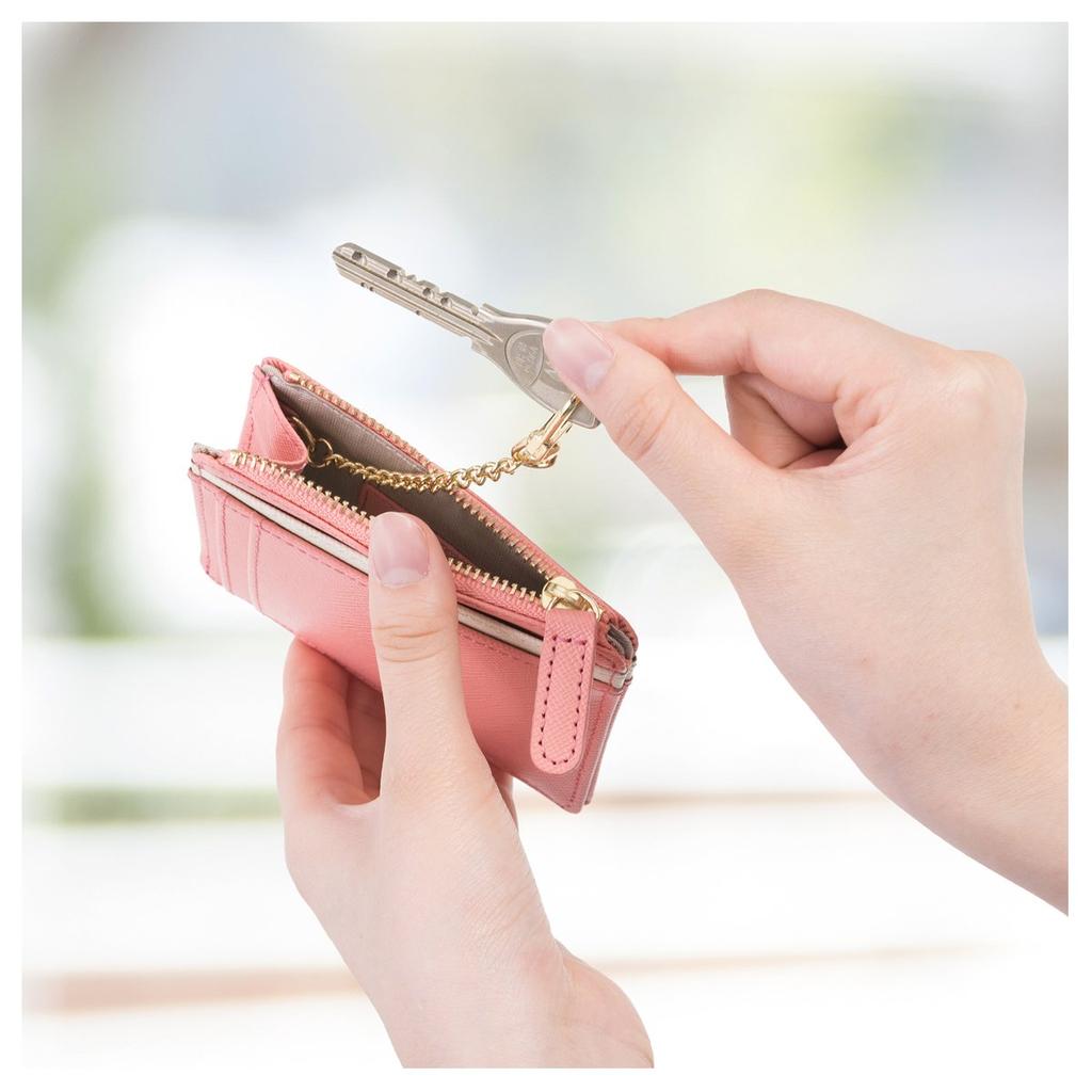 Corale Damen-Passhülle mit Schlüsselanhänger, Fragment-Etui, Echtes Leder, Zweifarbiges Design, Schlank, Münzbörse (Dunkelrot x Elfenbeinweiß)