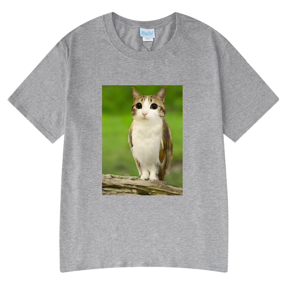 Cat Owl Funny Meowl Meme Brainrot T-shirts Unisex's Women Fashion Tee Tops Harajuku Short Sleeves T-shirt Cotton Oversized T Shirts