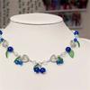 Bohemian Blueberries Fruit Zircon Set Pendant Earrings Clavicle Necklace Trendy Berry Themed Accessories for Women