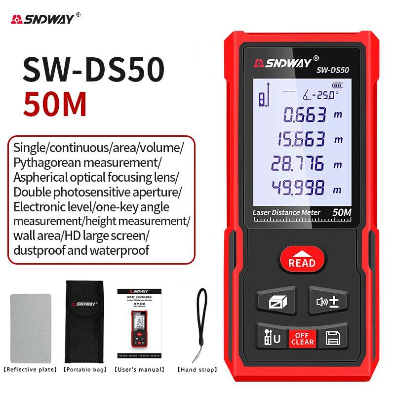 SNDWAY Laser Distance Meter 40M 60M 80M 100M 120M Rangefinder Trena Digital Range Finder Tape Measure Device Ruler Test Tool