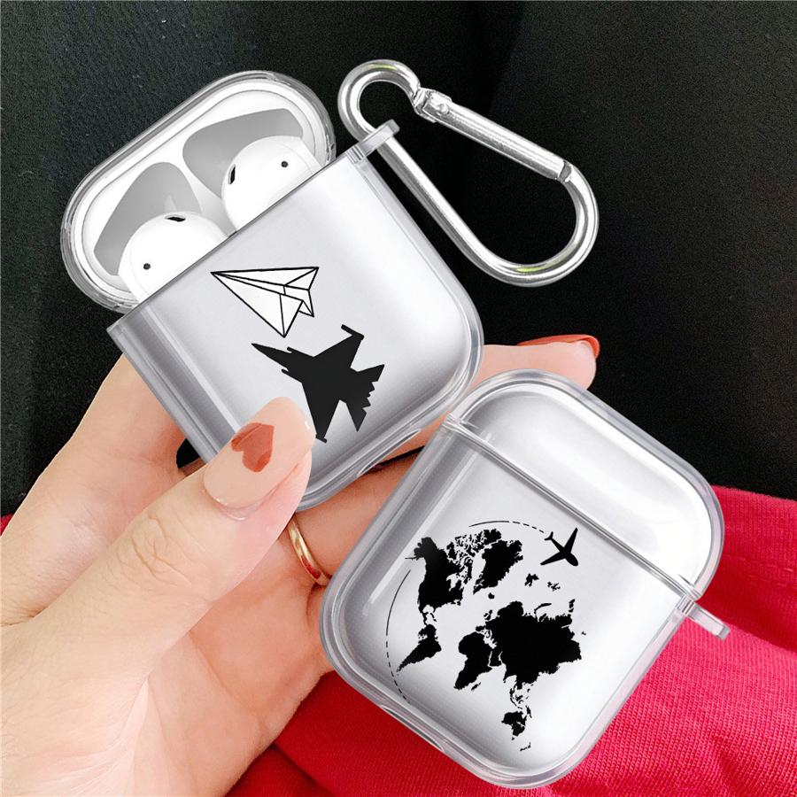 Case For Airpods 1 2 4 Pro2 Pro3 Pro 3 Clear Earphone Cases Cover Airplane Art