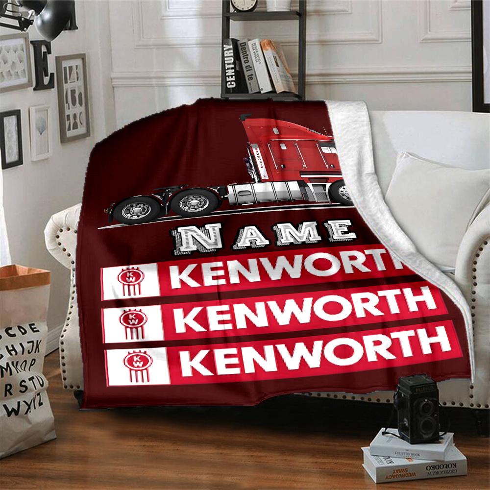 Kenworth Truck Design With Bold Red And White Elements Customize Your Name Cartoon Movie Pattern Blanket Chair Office Sofa Bed Camping Soft And Warm