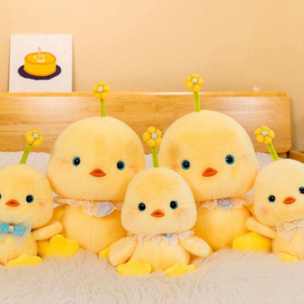 Flower Chicken Plush Toy Hairy Yellow Duck Plush Doll Girls Hug Pillow Duck Plush Toy  Children