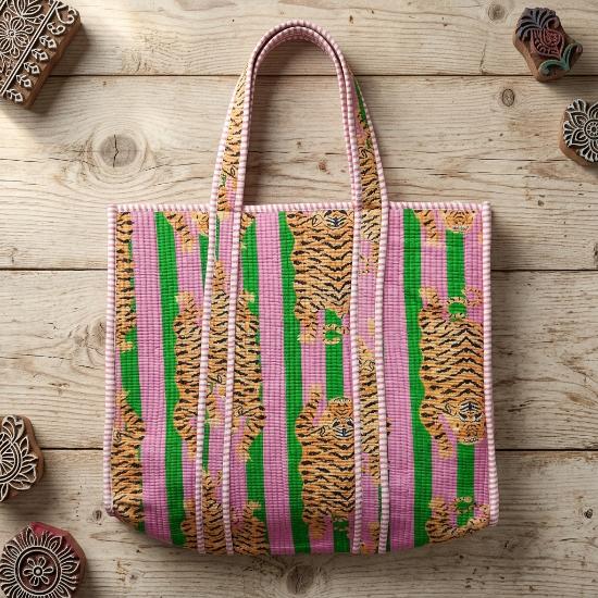 Shoulder Bag usalover925 Multicolor Quilted Cotton Tiger Print Shoulder Bag 44