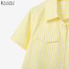 ZANZEA Women Short Sleeve Blouse and Skirts Summer Stripe Two Piece Suit Sets