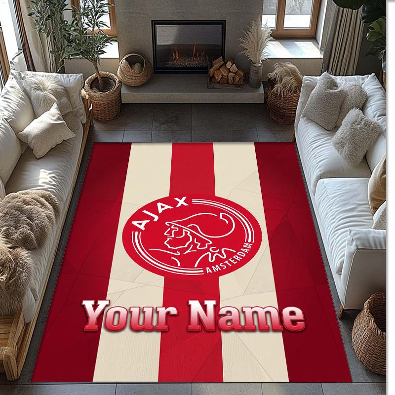 Ajax Amsterdam Bedruckter Kristall-Samt-Teppich Rutschfester Kristall-Samt-Teppich für Sofa, Schlafzimmer, Innenbereich, Heimdekoration