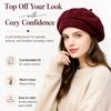 Women's Knit Beret Winter Fleece Lined Warm Beanie Hat French Style Solid Color Casual Fall