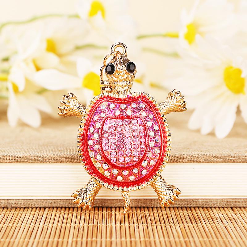 Colorful Rhinestone Sea Turtle Keychain - Creative Animal Pendant