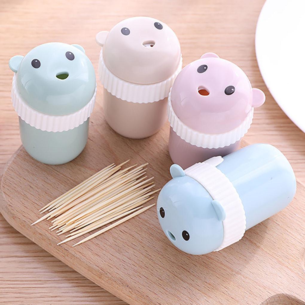 Cartoon Plastic Toothpick Holder Dispenser Home Portable Toothpick Case Box Kitchen Table Decor Randome Color