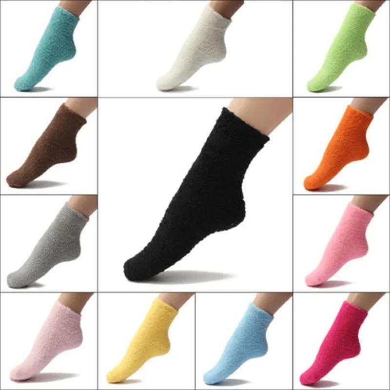 Winter Warme Weiche Korallenfleece Samtsocken für Damen, Gemütliche Bettsocken in Unifarben
