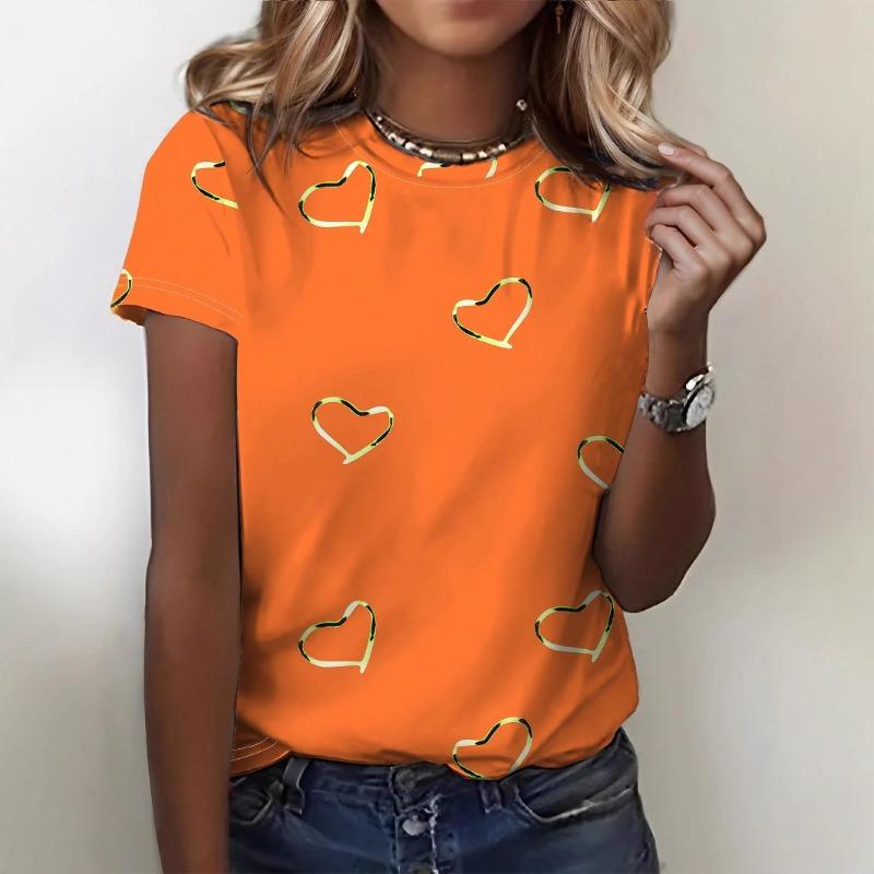 

Летний тренд Простая темпераментная футболка с круглым вырезом и короткими рукавами с принтом «Любовь» 2XL