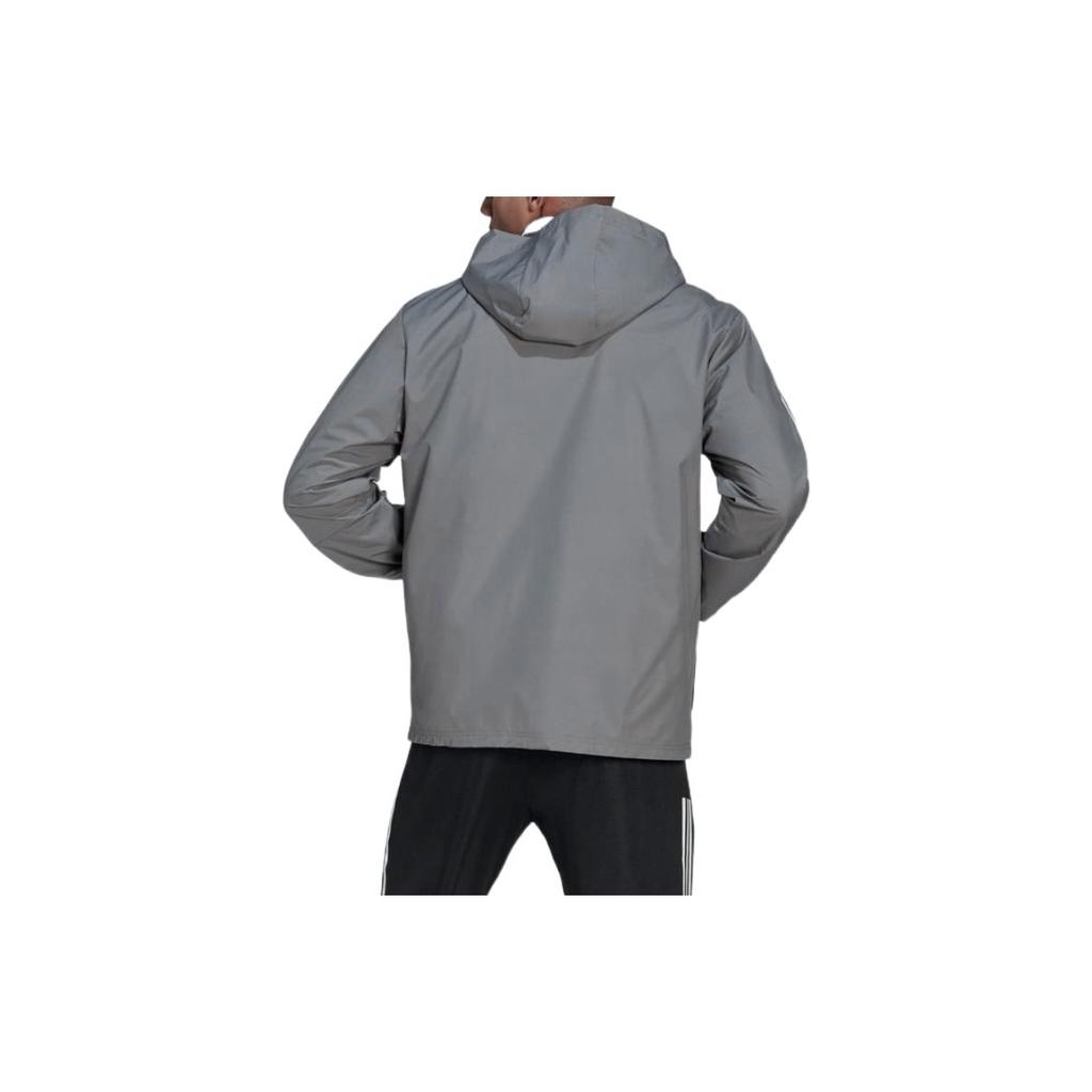 adidas Solid Striped Letter Print Logo Zip Hoodie Jacket Men Outerwear Gray GM7389