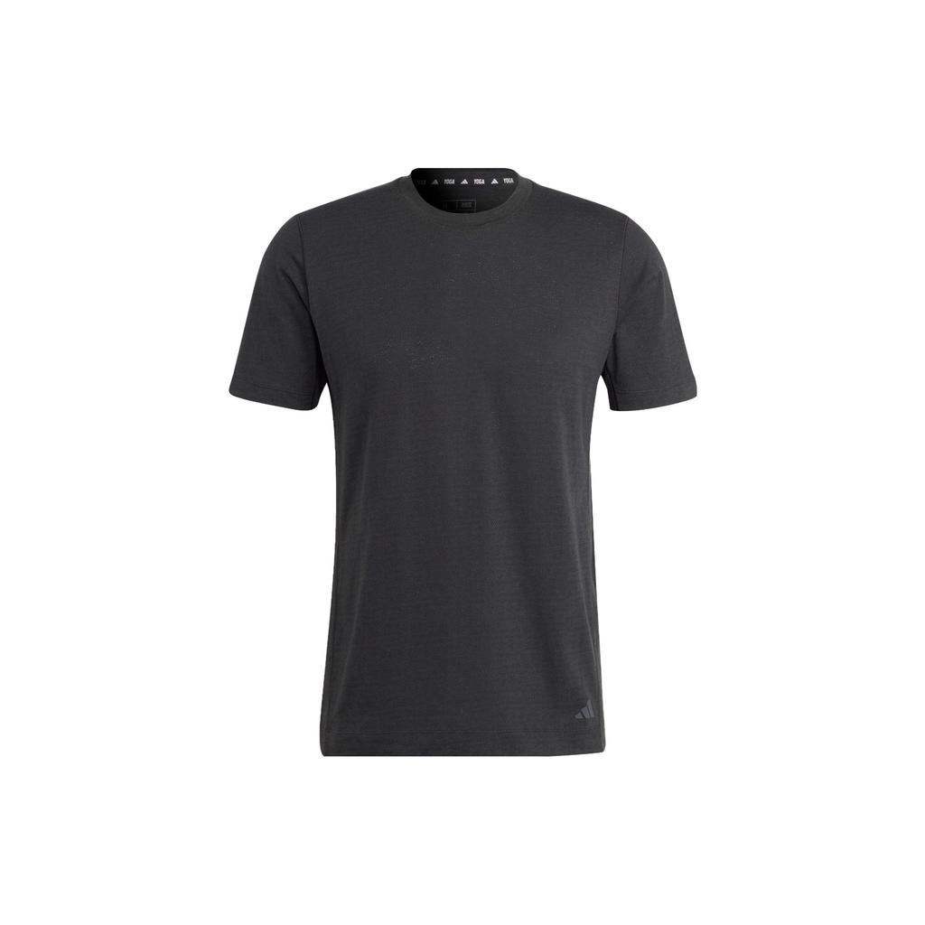 Adidas Yoga Training Tee Solid Color Logo Short Sleeve T-Shirt Men Tops Black IB8956