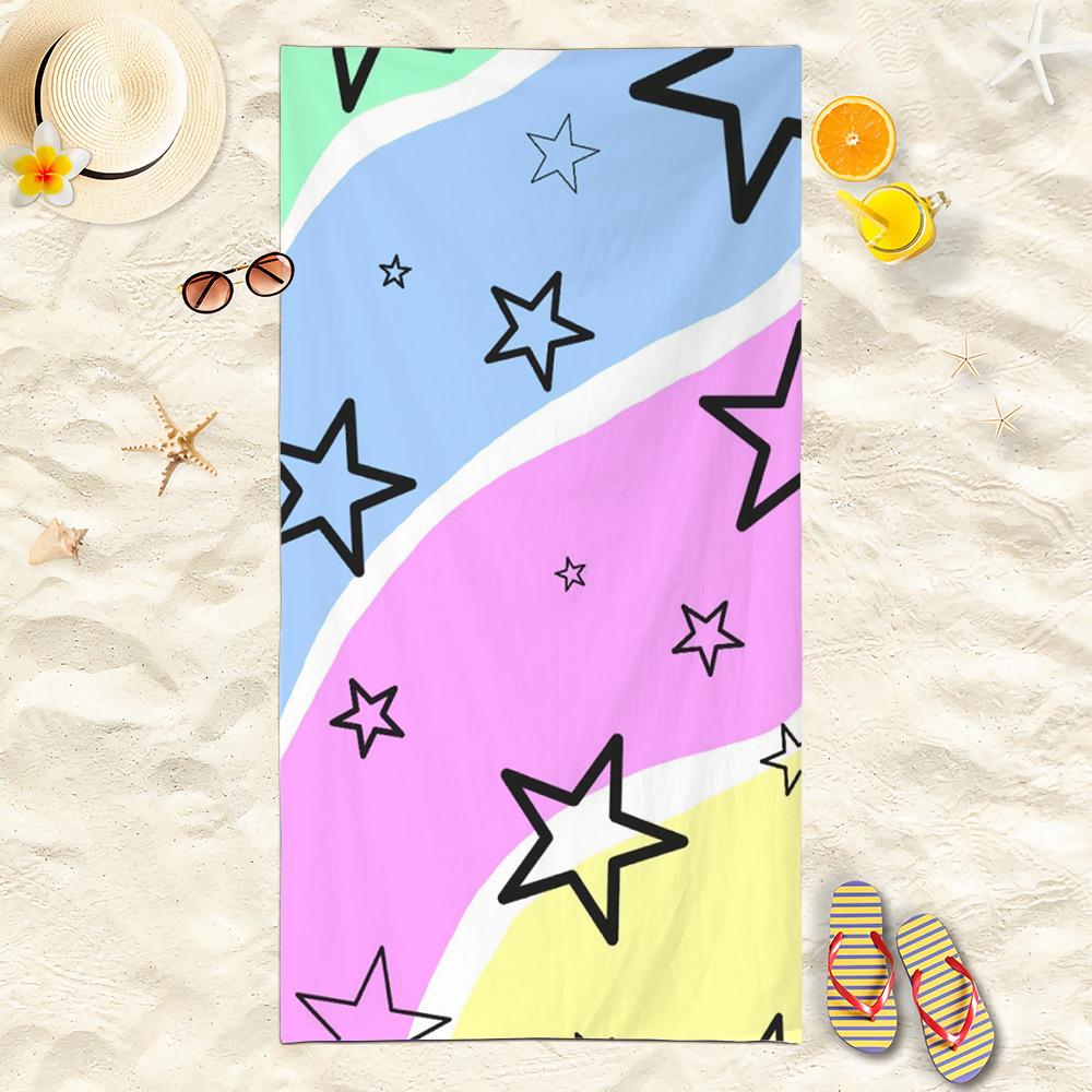 Retro 80s Beach Towel Pink Sneaker Popsicle Print Microfiber Quick Dry Bath Towel for Beach Pool Travel Gym