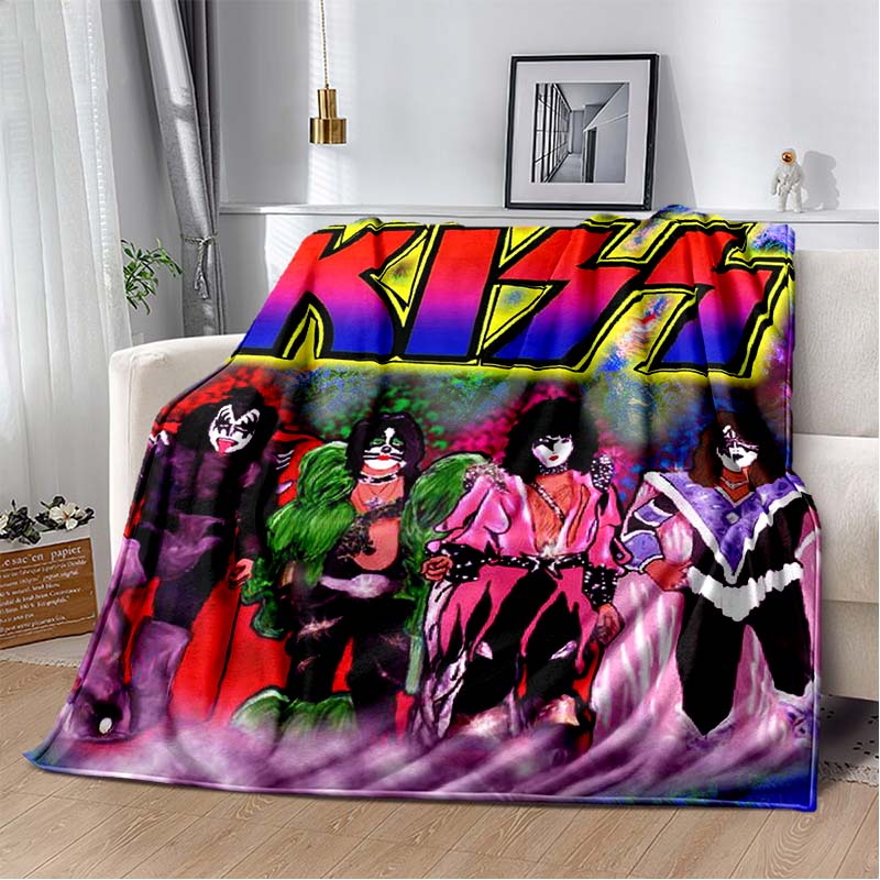 KISS Band Pattern Throw Blanket Light Weight Blanket for Living Room Bedroom Kidsroom Warm Blanket Christmas Gift