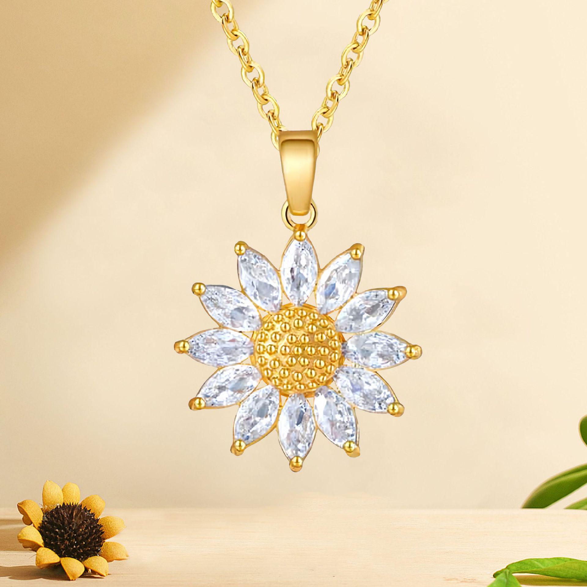 

Sunflower Necklace & Rotatable Ring Set for Women - Simple, Stylish, Fashionable