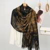 Viscose Rayon Tie-Dye Wide Border Fringed Scarf Shawl Lightweight Breathable Outdoor Travel