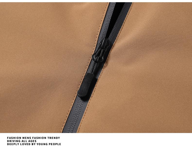 Men's Color Block Hooded Windbreaker: Waterproof, Detachable Hood, Ideal for Spring-Autumn Mountaineering.