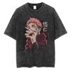 Jujutsu Kaisen Anime gewaschenes T-Shirt Sommer Neu reine Baumwolle Muster Harajuku Street Style kurzärmelig Locker YK Shirt