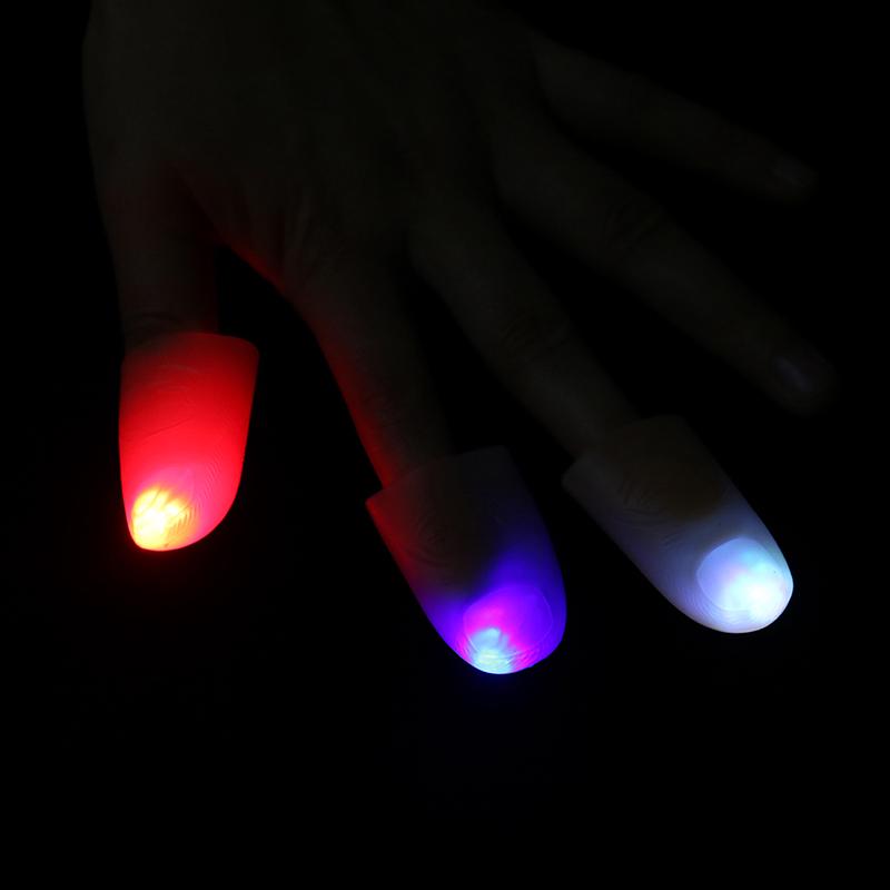 2Pcs Party Magic Light Up Glow Thumbs Fingers Trick Appearing Light Close Up