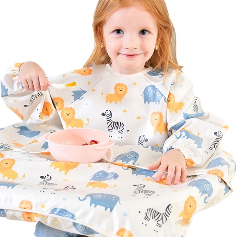 Baby Feeding Bib with Integrated Table Cover Water Resistant and Stain Resistant for Most High Chairs Comfortable Wear