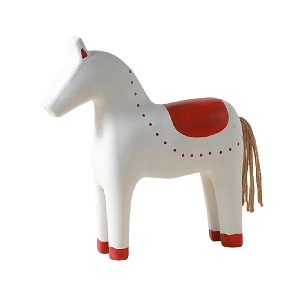 Wooden Horse Ornament Statue Birthday Gift Collectible Desktop Animal Sculpture Decor for Entrance Cabinet Fireplace