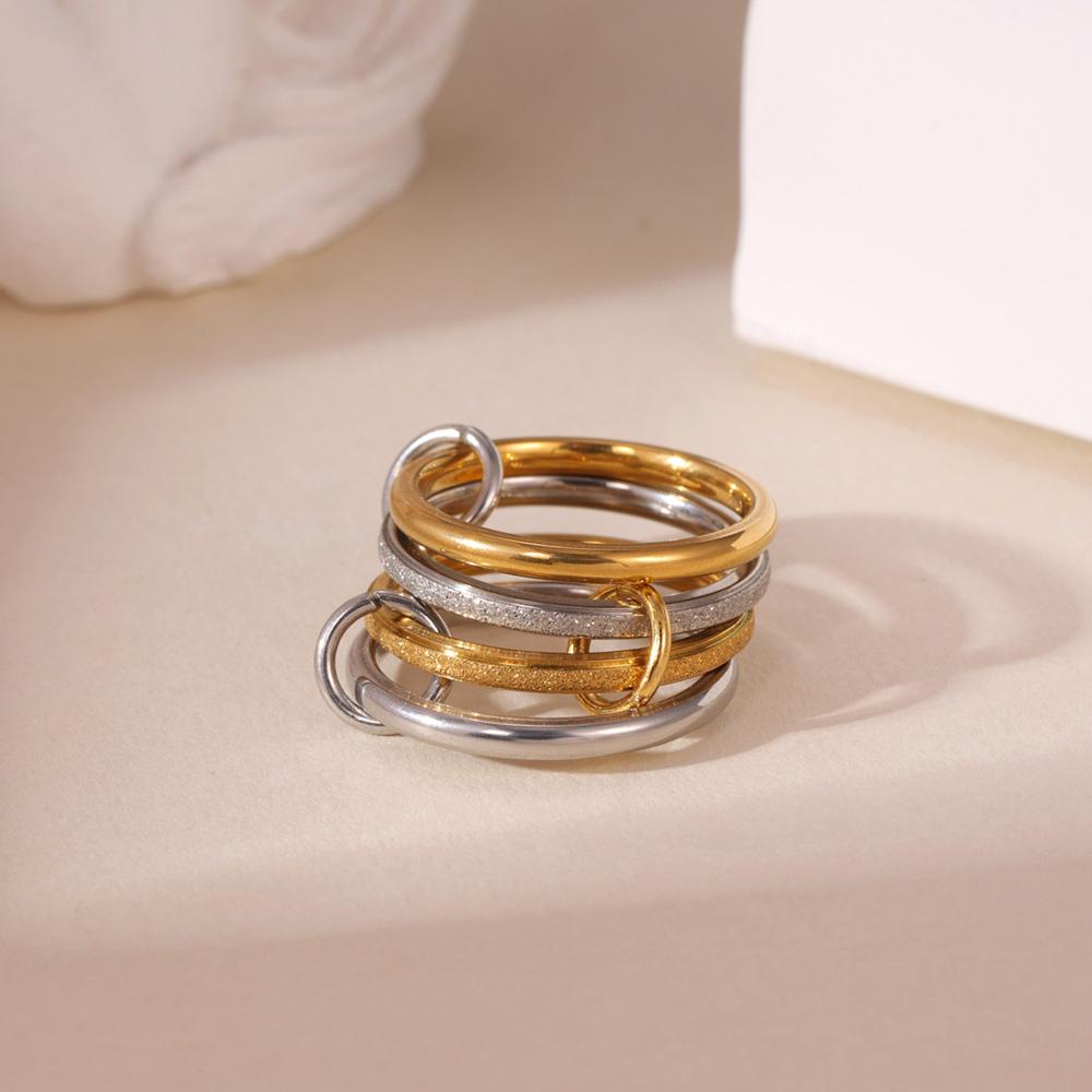 

Luxury Zircon Multilayer Stackable Finger Ring Wedding for Women 2025 Statement Two Color Stainless Steel Rings Stack Zircon 10