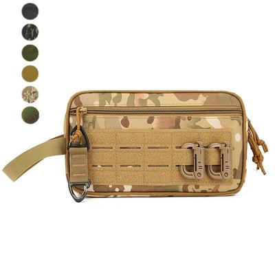 Waterproof Tactical Molle Admin Pouch with Carabiner and Keychain Laser Cut EDC Modular Horizontal Utility Tool Pouch Bag