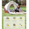 Automatic Pop Up Camping Tent Instant Setup Foldable Waterproof Sun Shelter Heavy Duty Polyester Fabric Double Layer for Outdoor Picnic Beach