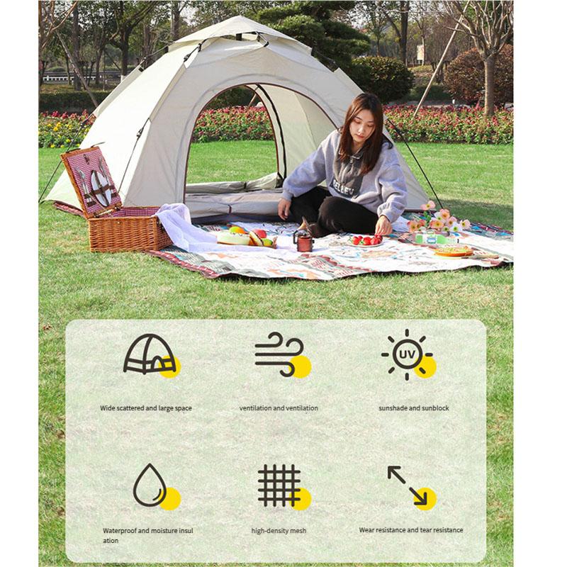 Automatic Pop Up Camping Tent Instant Setup Foldable Waterproof Sun Shelter Heavy Duty Polyester Fabric Double Layer for Outdoor Picnic Beach
