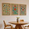 3pcs Frameless, Scandinavian Flower Wall Art, Nordic Folk Art Flower Posters, Colorful Plant Prints, Ethnic Bohemian Decoration