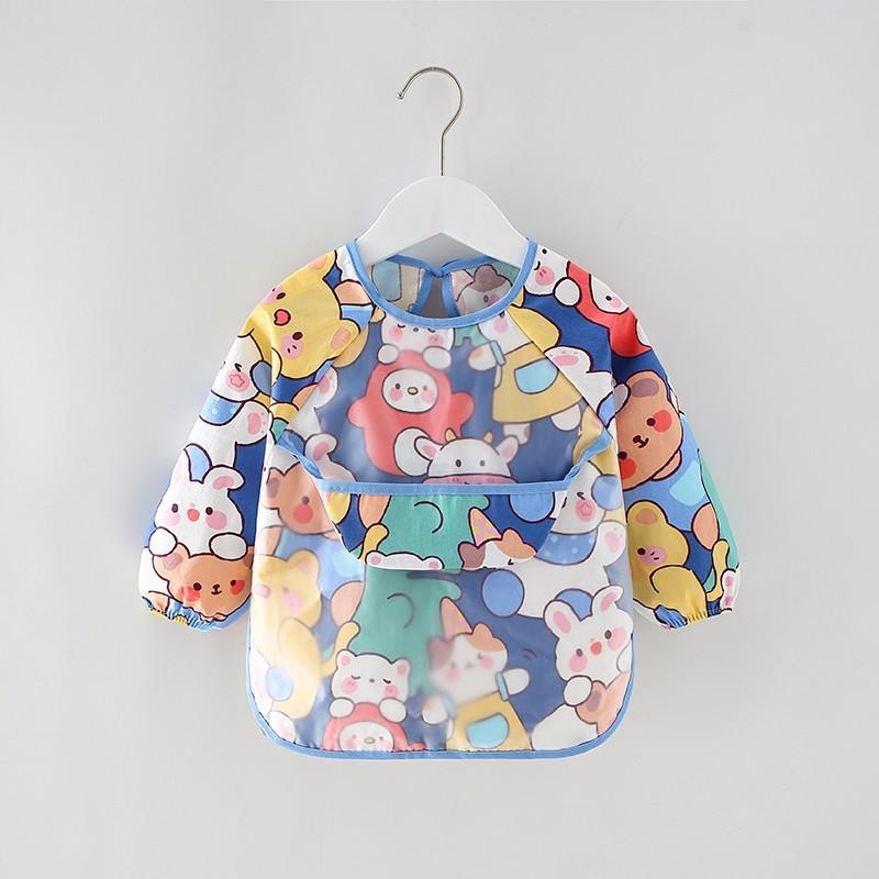 Kids Eating Breastplate Kid Baby Bavoir Clothing Waterproof EVA Full Sleeve Bibs Children Apron Long Sleeve Feeding Smock Bibs