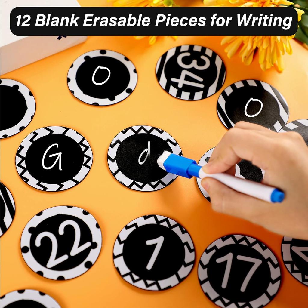 49pcs Magnetic Numbers Stylish Accents, 2.3’’ Round Magnetic Numbers 0-36 with Blank Writable Calendar Accents for Whiteboard Back to Teaching
