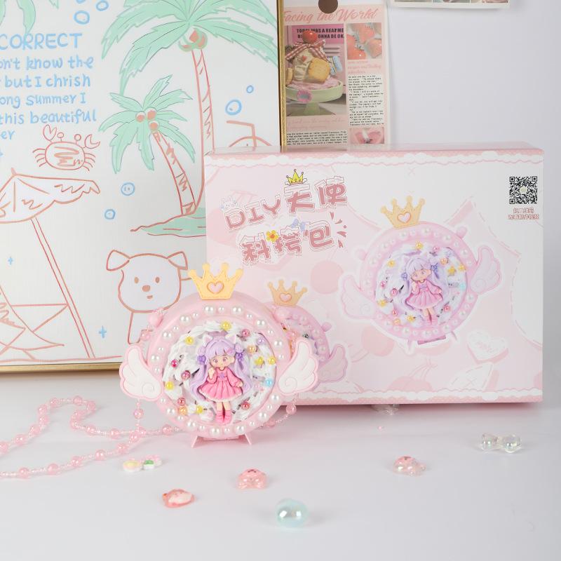 Kids' Handmade Cream PVC Crossbody Bag with Mirror Accessory
