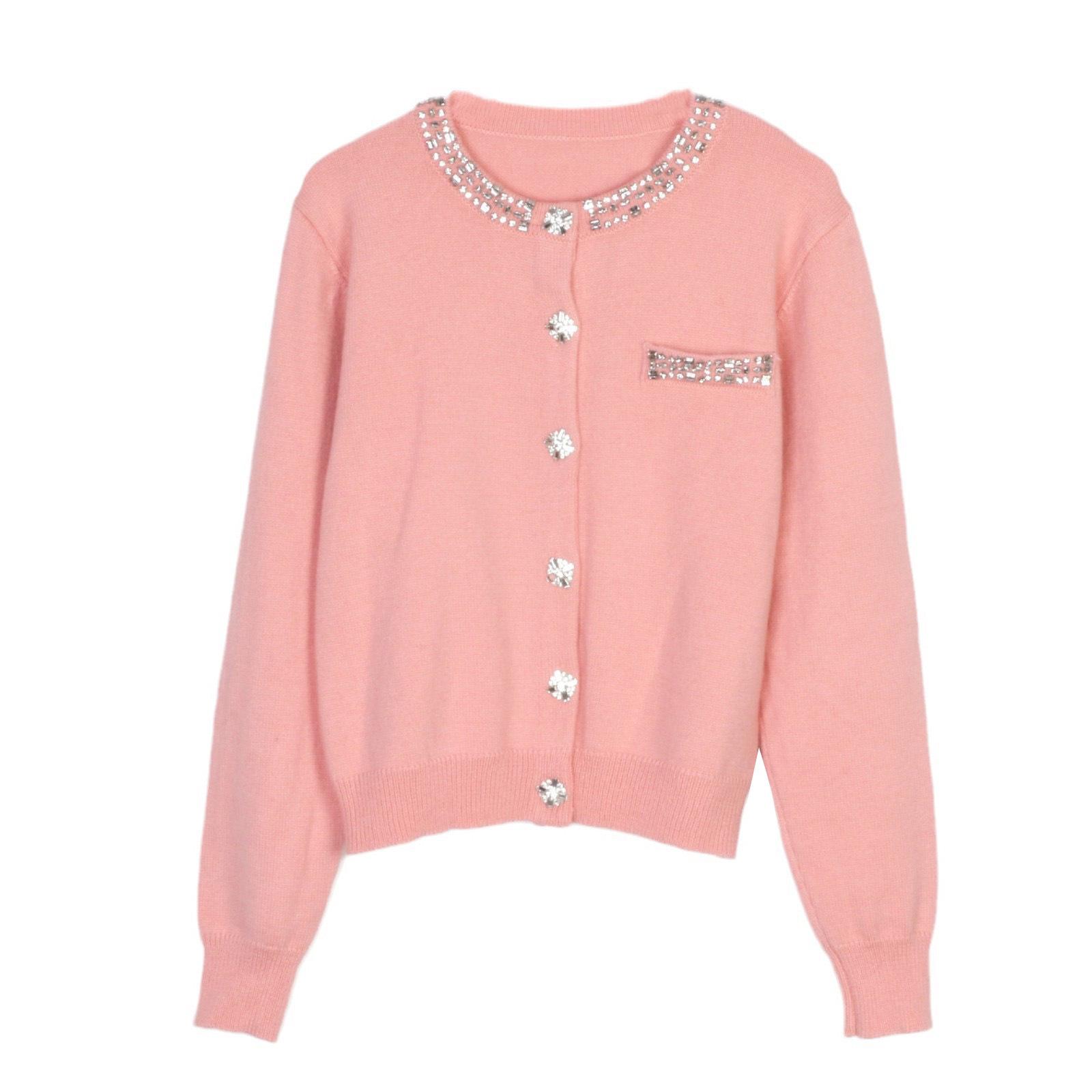 

Кардиган из французского трикотажа с вырезом «бриллиант» на осень/зиму 2024 - Омолаживающий, Универсальный, Короткий вязаный топ Large