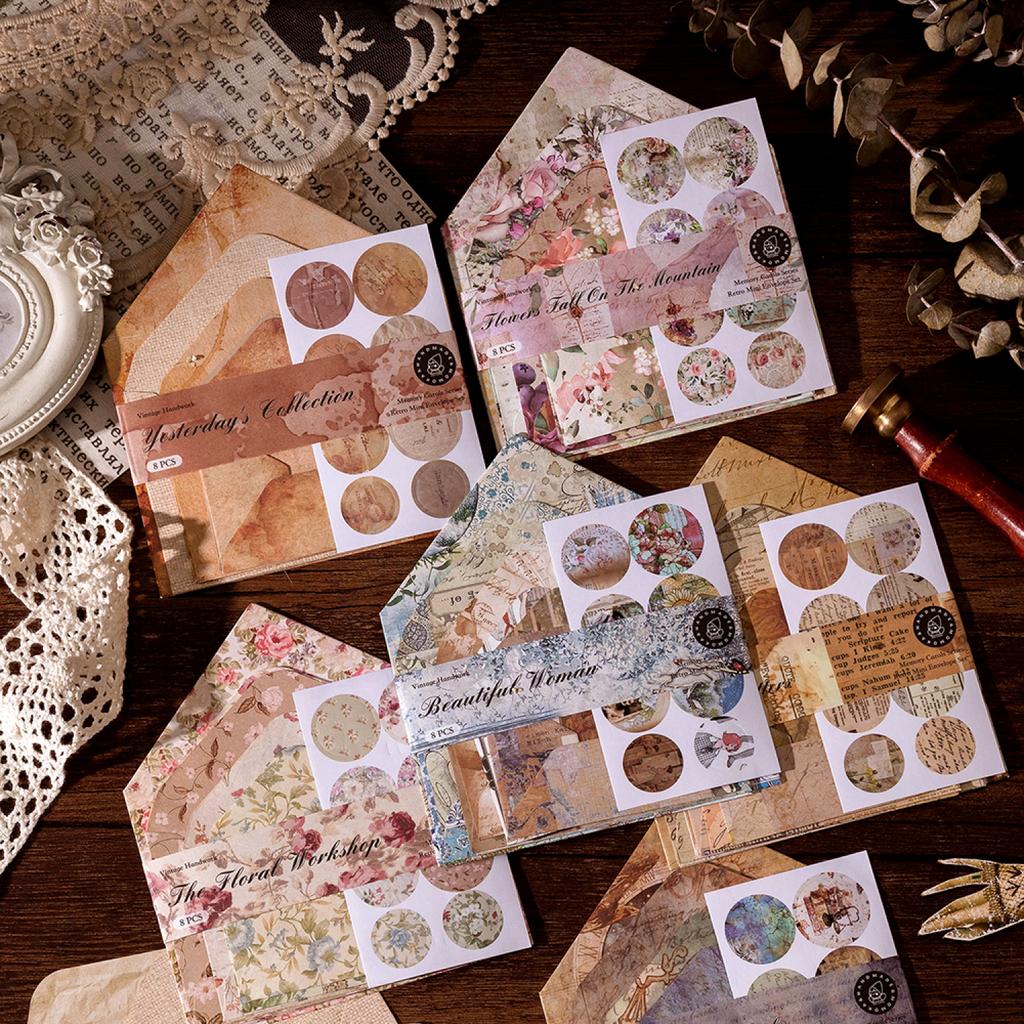 Mini Small Envelope Set, Memory Song Series, Exquisite Collage, Handmade Tent Decoration Materials, 8 Pieces In Total