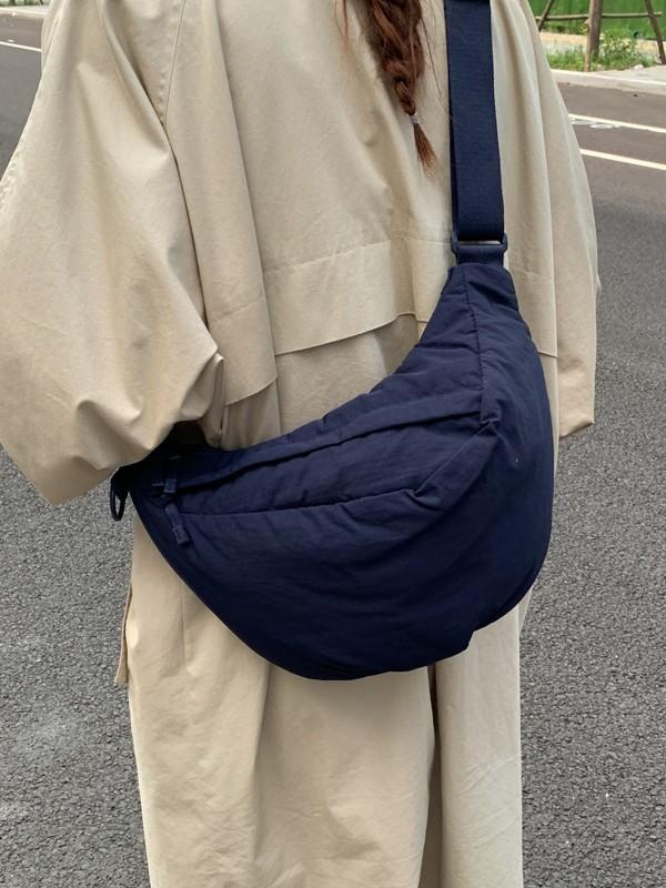 Sac à Bandoulière en Nylon Style Urbain Avec Fermeture Éclair Pour un Usage Quotidien Décontracté