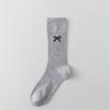 Cute Bowknot Pattern Long Calf Length Socks for Women and Girls Breathable Mesh Ribbed Student Cotton Stockings Hosiery