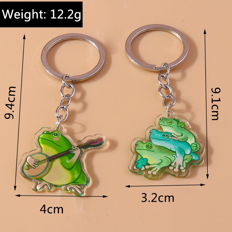 Lovely Acrylic Frog Keychain Men Women Animal Keyring Pendants for Car Key Holder Handbag Decor Handmade Jewelry Gifts