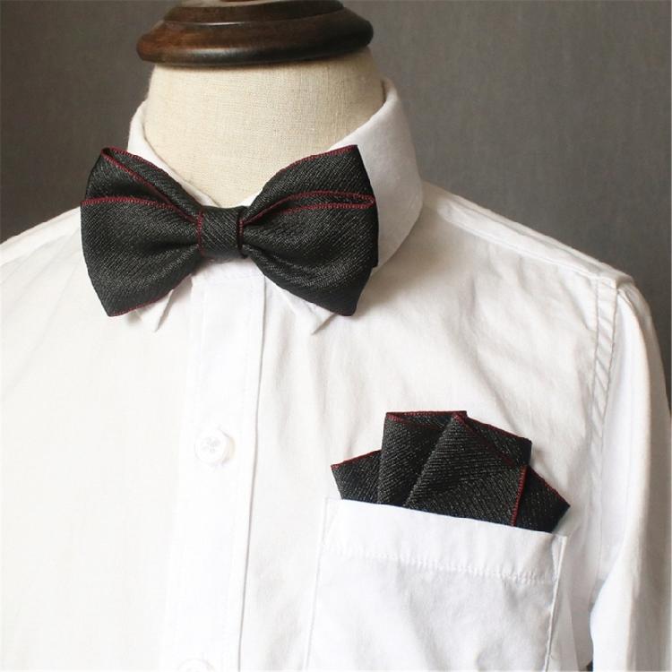 Fashionable Kids Toddlers Adjustable Pre Tied Bowtie and Pocket Square Handkerchief Ensemble for Formal Parties Event