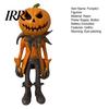 Retro Wizard Pumpkin Statue Witch Figurine, Spooky Halloween with Lantern, LED Lighted Night Lamp Vintage Gothic Resin for Tabletop Mantel Shelf Decor
