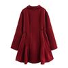 2025 Spring Women's Plus Size Chunky Knit Ruffle Dress - European & American Style